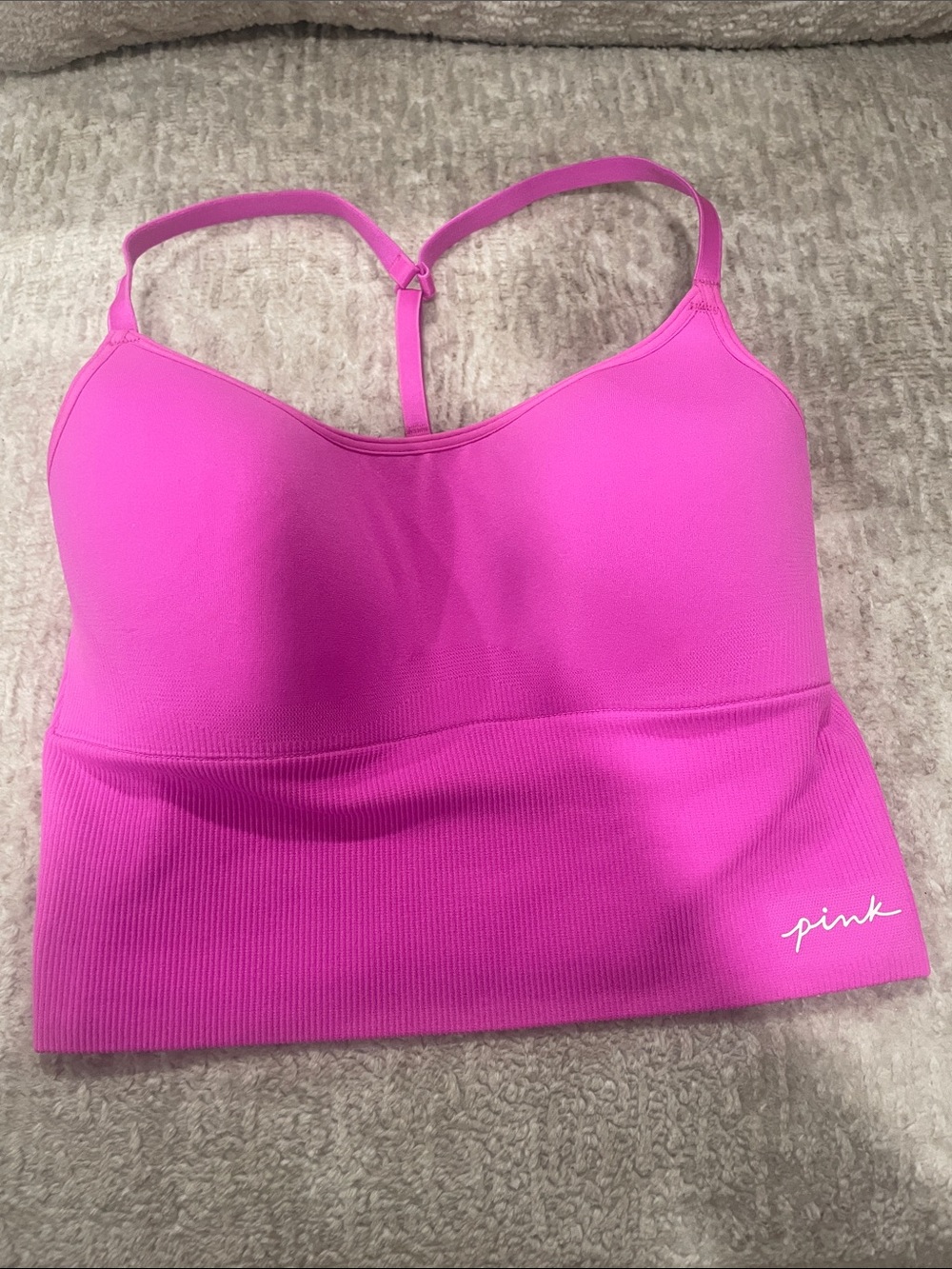 PINK Victoria's Secret Hot Pink Racerback Seamless Sports Bra Tank